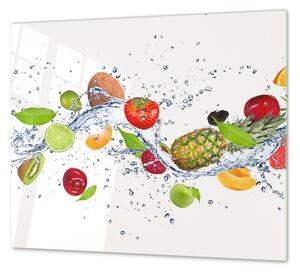 Ochranná deska barevné ovoce s vodou - 40x40cm / S lepením na zeď
