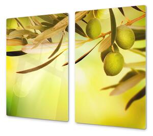 Ochranná deska zelené olivy - 52x60cm / S lepením na zeď