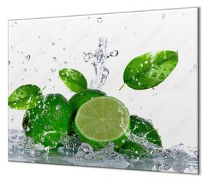Ochranná deska ovoce limetky a listí ve vodě - 50x70cm / Bez lepení na zeď