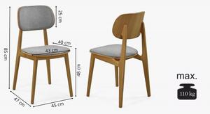 Moderní židle dub, barva čalounění šedá