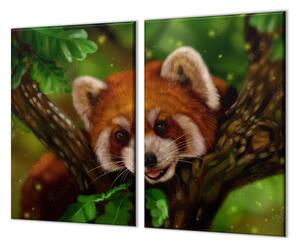 Ochranná deska panda červená na stromě - 40x60cm / Bez lepení na zeď