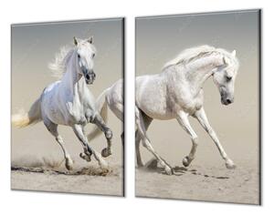 Ochranná deska pár bílých koňů - 52x60cm