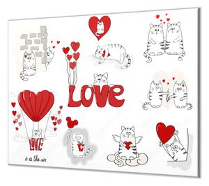Ochranná deska zamilované kočky malované - 40x40cm / Bez lepení na zeď