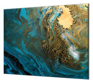 Ochranná deska abstrakce modré vlny se zlatým detailem - 52x60cm