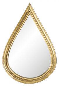 Nástěnné zrcadlo se zlatým rámem ve tvaru kapky