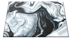 Skleněné prkénko abstraktní efekt mramoru černobílý - 30x20cm