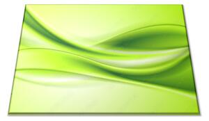 Skleněné prkénko abstraktní zelená vlna s pozadím - 30x20cm