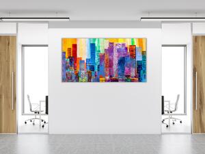 Obraz skleněný abstraktní barevné mrakodrapy - 30 x 60 cm
