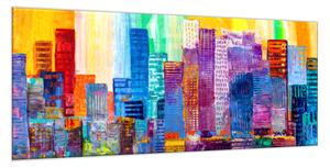 Obraz skleněný abstraktní barevné mrakodrapy - 100 x 150 cm
