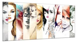 Obraz skleněný akvarel krásné ženské tváře - 50 x 70 cm