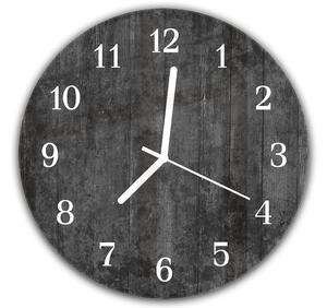 Nástěnné hodiny kulaté pr.30cm textura černého dřeva - plexi