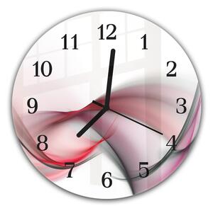 Nástěnné hodiny kulaté pr.30cm abstraktní fialovo růžová vlna - plexi