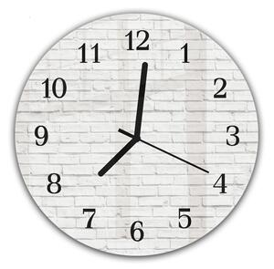 Nástěnné hodiny kulatépr.30cm zeď z bílé cihly - plexi