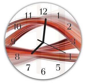 Nástěnné hodiny kulaté pr.30cm oranžovo červená vlna - plexi