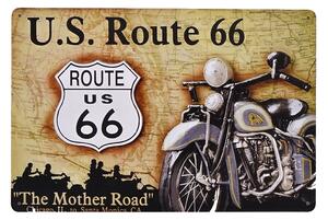 Kovová cedule Route 66 motocykl