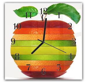 Nástěnné hodiny 30x30cm mix ovoce ve tvaru jabko - plexi