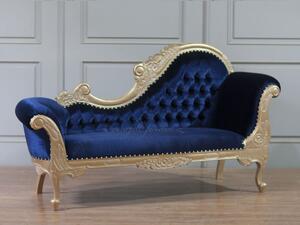 Elegantní modré retro sofa ve zlatobílém provedení