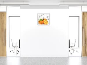 Nástěnné hodiny 30x30cm ovoce pomeranče ve vodě na bílém pozadí - plexi
