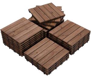 Woodytile™ Propojovací Dřevěné Terasové Dlaždice - 12 Ks (30x30cm) = 1,08 M², Hnědá