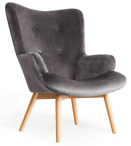 Křeslo MOSS sametové šedé SS22 925805