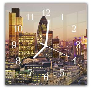 Nástěnné hodiny 30x30cm Londýn město v západu slunce - plexi