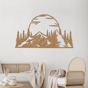Dřevo života | Dřevěná dekorace na zeď Hory se západem | Rozměry (cm): 40x23 | Barva: Buk