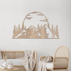 Dřevo života | Dřevěná dekorace na zeď Hory se západem | Rozměry (cm): 80x45 | Barva: Světlý dub