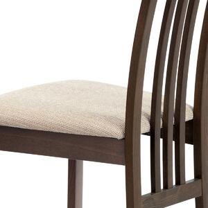 Jídelní židle dřevěná dekor ořech a potah krémová látka BC-2482 WAL