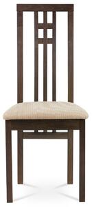 Jídelní židle dřevěná dekor ořech a potah krémová látka BC-2482 WAL
