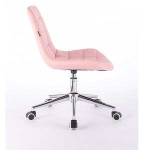 Židle PARIS na stříbrné podstavě s kolečky - růžová