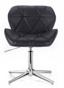 Kosmetická židle MILANO stříbrné čtyřramenné podstavě - černá
