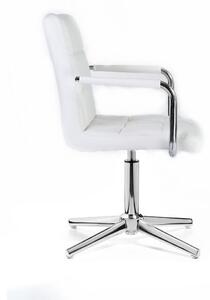Kosmetická židle VERONA na stříbrné křížové podstavě - bílá