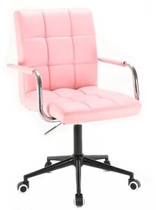 LuxuryForm Židle VERONA na černé podstavě s kolečky - růžová