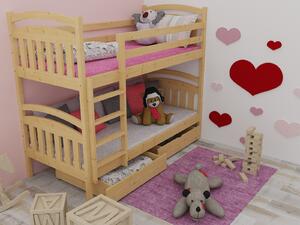Vomaks Patrová postel PP 003 Rozměr: 80 x 180 cm, Barva: surové dřevo, Prostor mezi lůžky: 80 cm