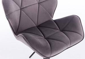 Velurová barová židle MILANO - tmavě šedá na černé podstavě