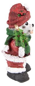 Vánoční dekorace pes v santovo obleku a stromkem - 9*6*15 cm