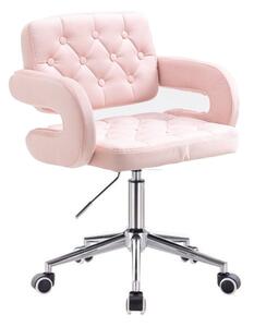 Židle na kolečkách Stockholm - světle růžový velur