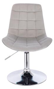 Velurová kosmetická židle PARIS na kulaté podstavě - světle šedá