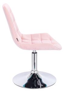 Velurová kosmetická židle PARIS na kulaté podstavě - světle růžová