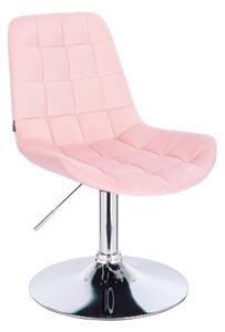 Velurová kosmetická židle PARIS na kulaté podstavě - světle růžová