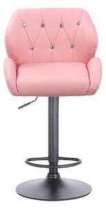 Barová židle PALERMO na černé podstavě - růžová
