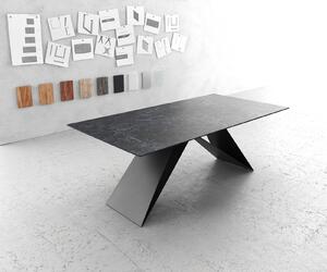 DELIFE Jídelní stůl Edge 200x100 cm keramika Laminam®Nero Greco antracitová podnož ve tvaru V černá
