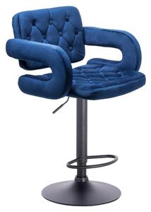 Barová židle STOCKHOLM na černé podstavě - modrý velur