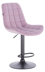 Velurová barová židle PARIS - světle fialová na černé podstavě