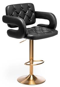 Barová židle STOCKHOLM na zlaté podstavě - černá