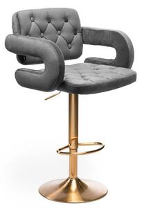 Barová židle STOCKHOLM na zlaté podstavě - šedý velur