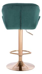 Velurová barová židle MILANO - zelená na zlaté podstavě
