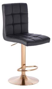 Barová židle TOLEDO na zlaté podstavě - černá
