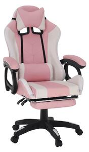 Herní židle s RGB LED podsvícením TEMPO KONDELA JOVELA růžovo-bílá