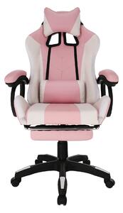 Herní židle s RGB LED podsvícením TEMPO KONDELA JOVELA růžovo-bílá